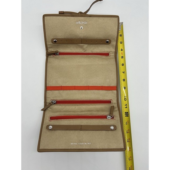 Stella & Dot Jewelry Travel Case Bag Organizer Holder Stripe Zip Compartments - Picture 5 of 8